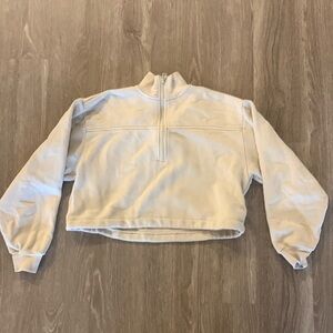 Oak + Fort Cotton Cream Quarter-Zip Pullover Sweater